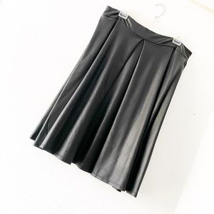 Faux leather pleated midi skirt